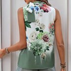 Bloemendessin top - stijlvolle groene blouse voor dames