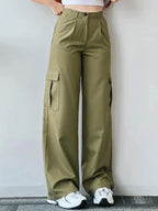 Dames cargo broek - functionele hoge taille in veelzijdig beige streetwear