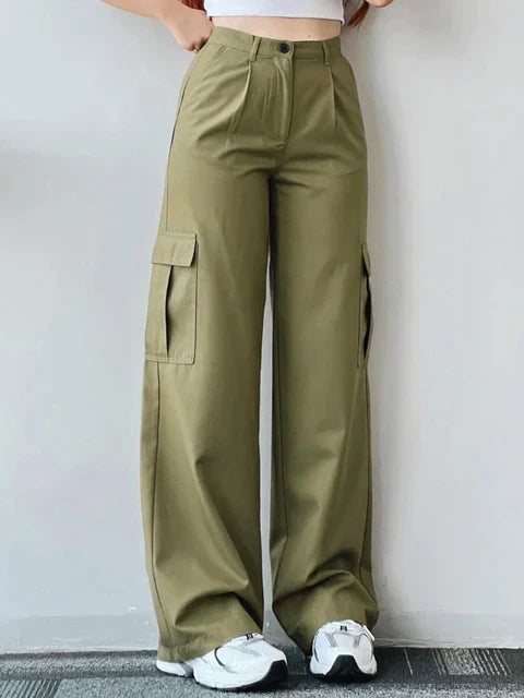 Dames cargo broek - functionele hoge taille in veelzijdig beige streetwear