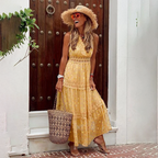 Dames boho maxi jurk met tiered ontwerp - lichte casual zomerjurk