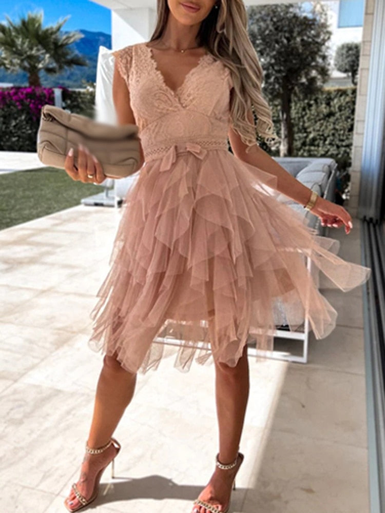 Gelaagde tule jurk - verfijnde feestjurk voor dames
