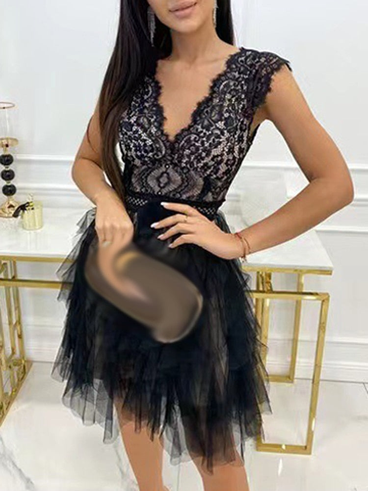 Gelaagde tule jurk - verfijnde feestjurk voor dames