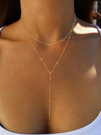 3-delige gelaagde y-halsketting - elegante gouden damesjuwelen