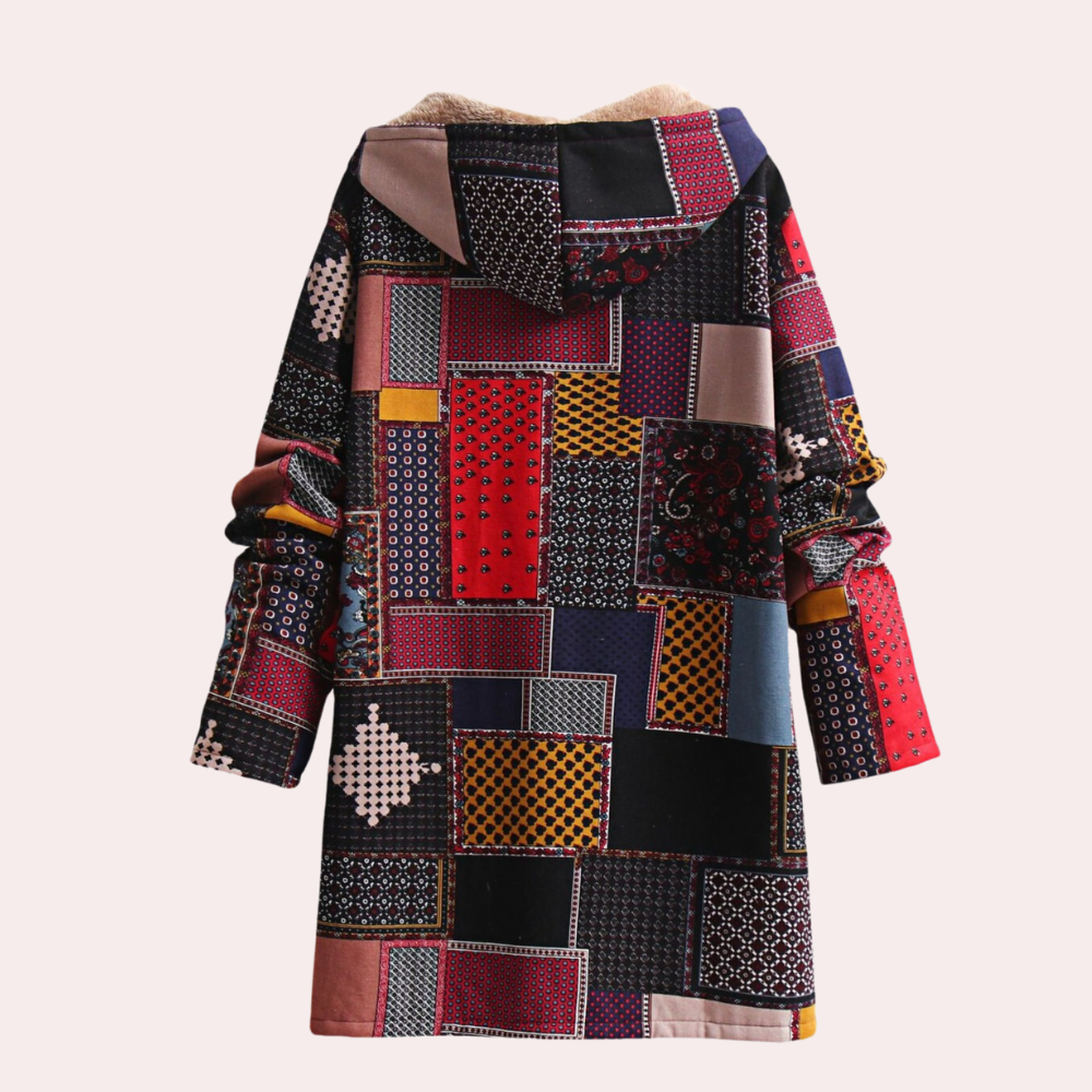 Dames hoodie fleece jas - trendy warme patchwork buitenkleding