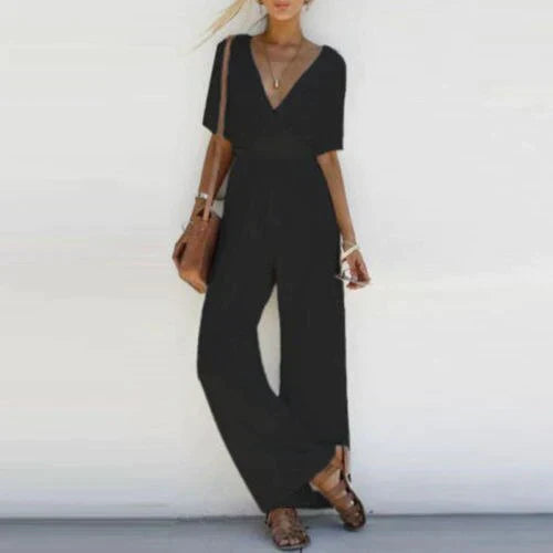 Vrouwen jumpsuit met elegante v-hals – chique casual outfit voor overdag en 's avonds