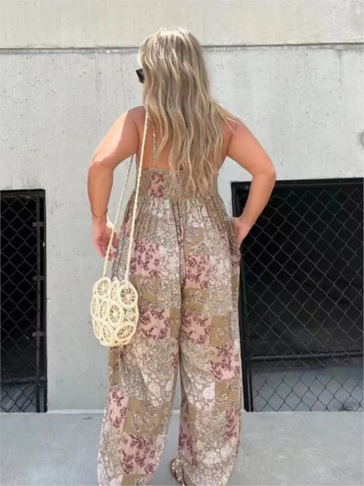Dames bloemen jumpsuit - lichtgewicht zomerkleding voor ontspannen buitenactiviteiten