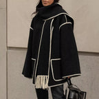 Elegante wollen damesjas - oversized warme winterjas met chique omslagkraag - Bakkermode.nl