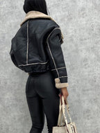 Faux leren bikerjack - trendy dames winterouterwear - Bakkermode.nl