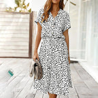 Button-up blousejurk - trendy damesjurk met dierenprint