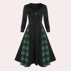 A-lijn jurk met geruit design - chique lange mouwen jurk voor dames