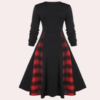 A-lijn jurk met geruit design - chique lange mouwen jurk voor dames