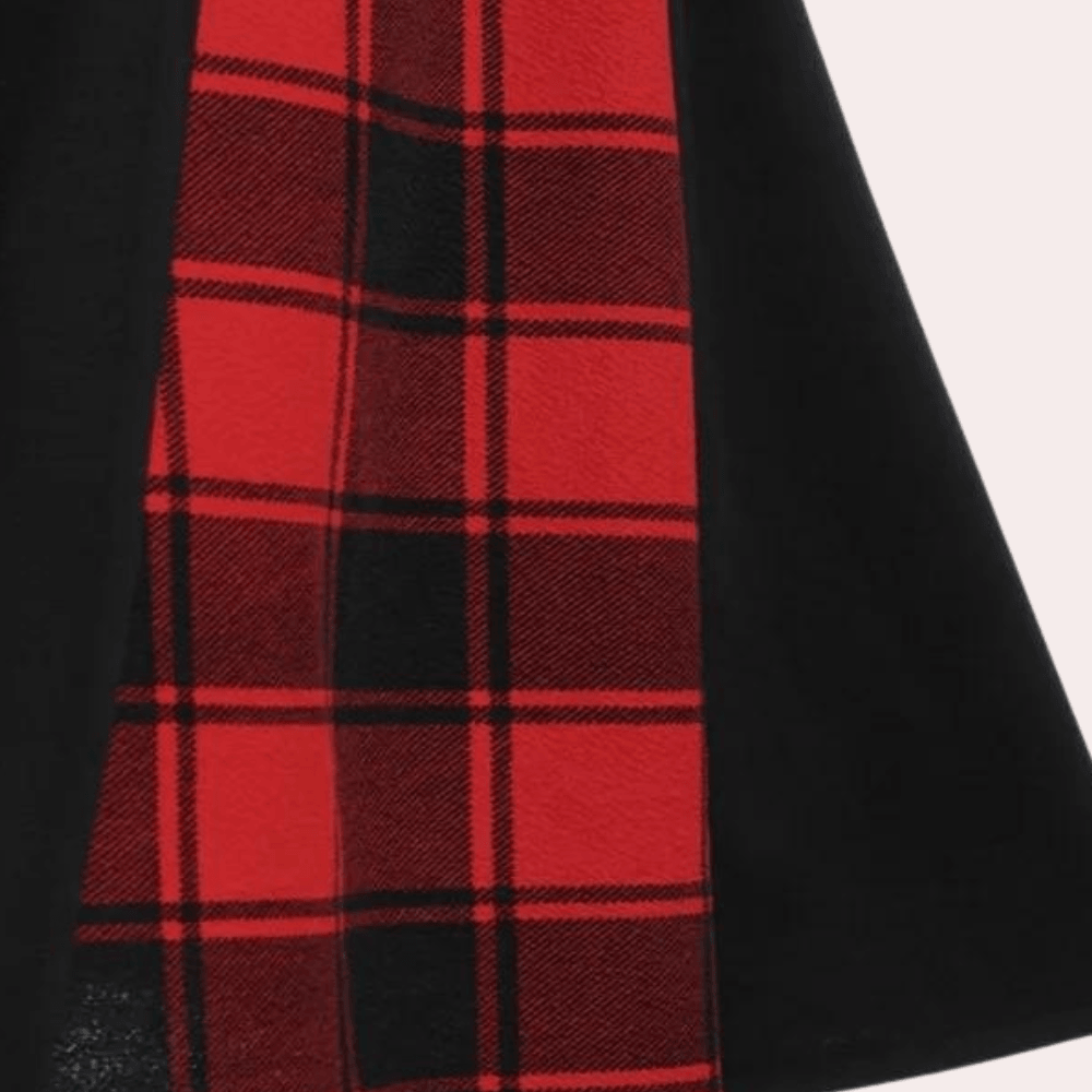 A-lijn jurk met geruit design - chique lange mouwen jurk voor dames