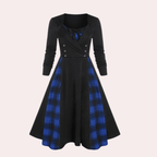 A-lijn jurk met geruit design - chique lange mouwen jurk voor dames