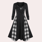 A-lijn jurk met geruit design - chique lange mouwen jurk voor dames
