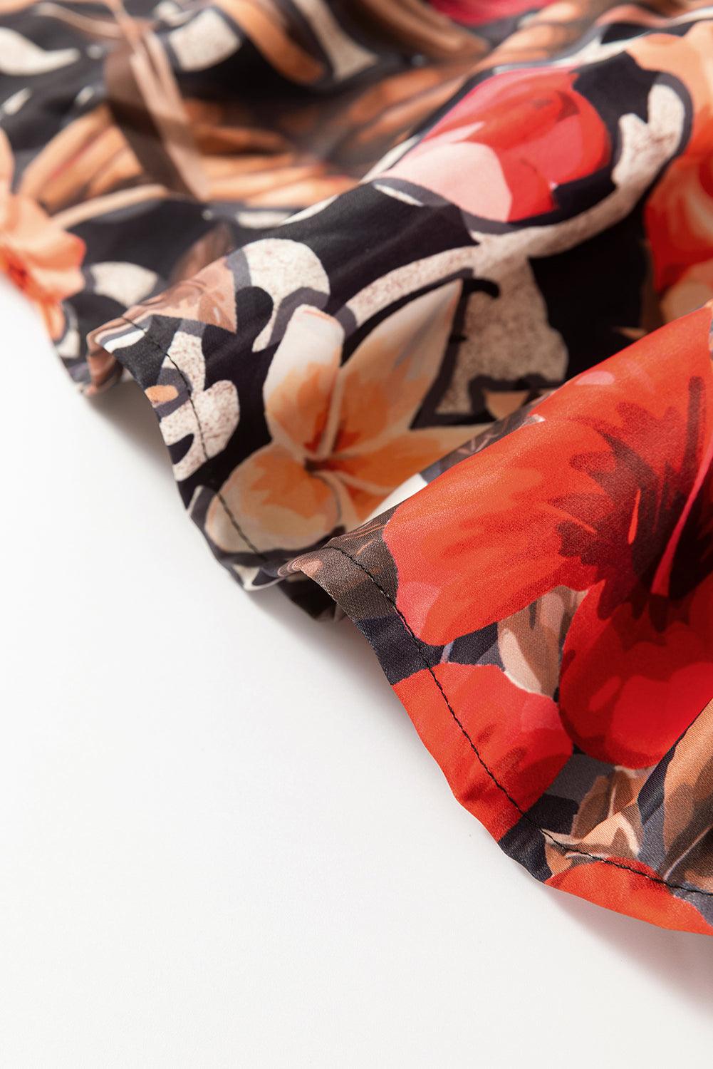 Florale mode - elegantie met zwart dames mini-jurkje met vintage print