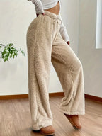 Fleece wijde broek - gezellige dames loungewear onderstukken - Bakkermode.nl
