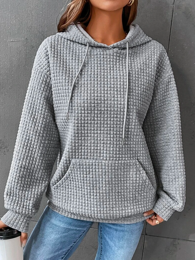Knusse wafelgebreide hoodie dames - casual oversized trui - Bakkermode.nl