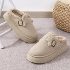 Warme pantoffels - dames huis slippers met sherpa voering en riemdetail - Bakkermode.nl