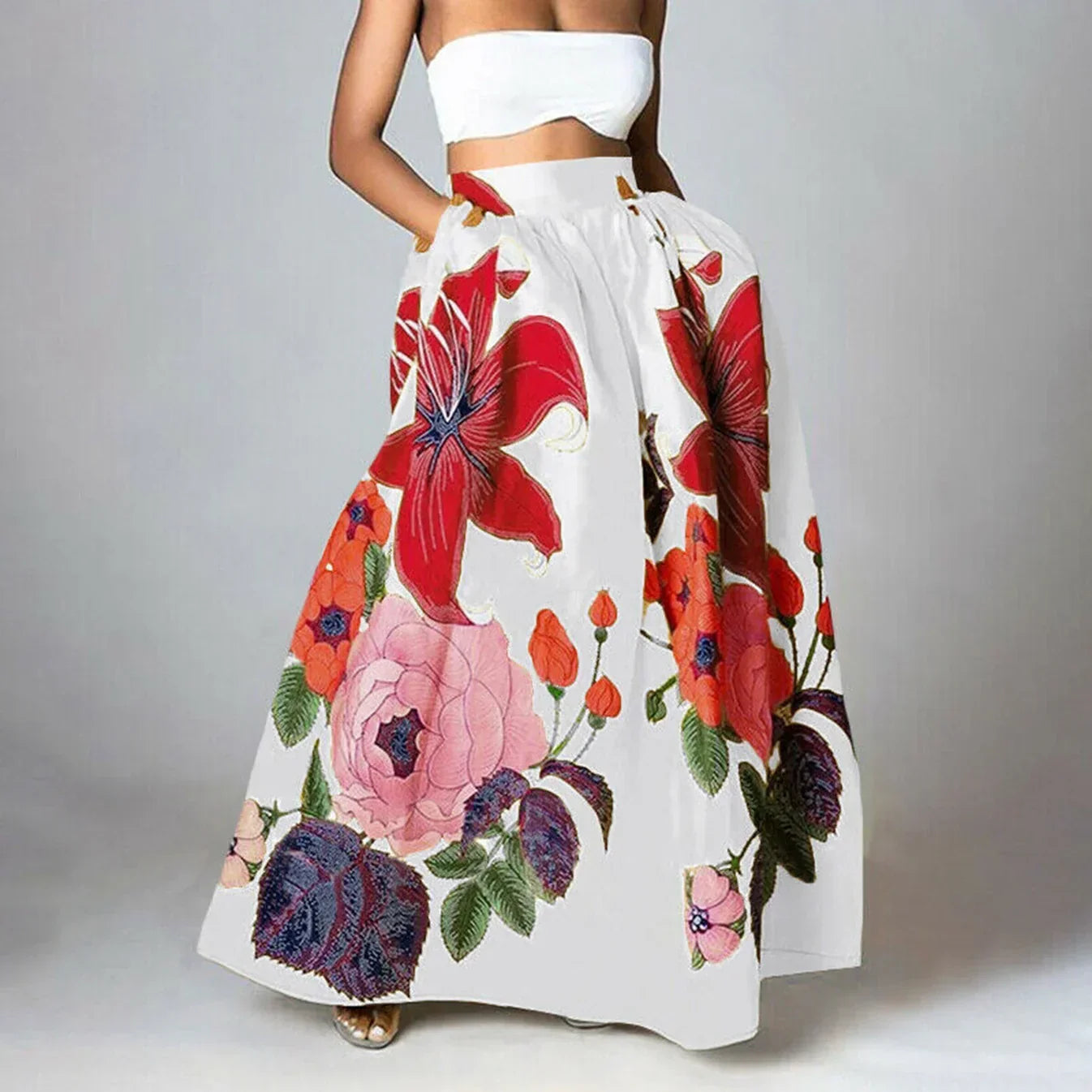 Dames maxi rok met bloemenprint - elegante zomeroutfit voor casual en formele gelegenheden