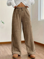 Fleece wijde broek - gezellige dames loungewear onderstukken - Bakkermode.nl