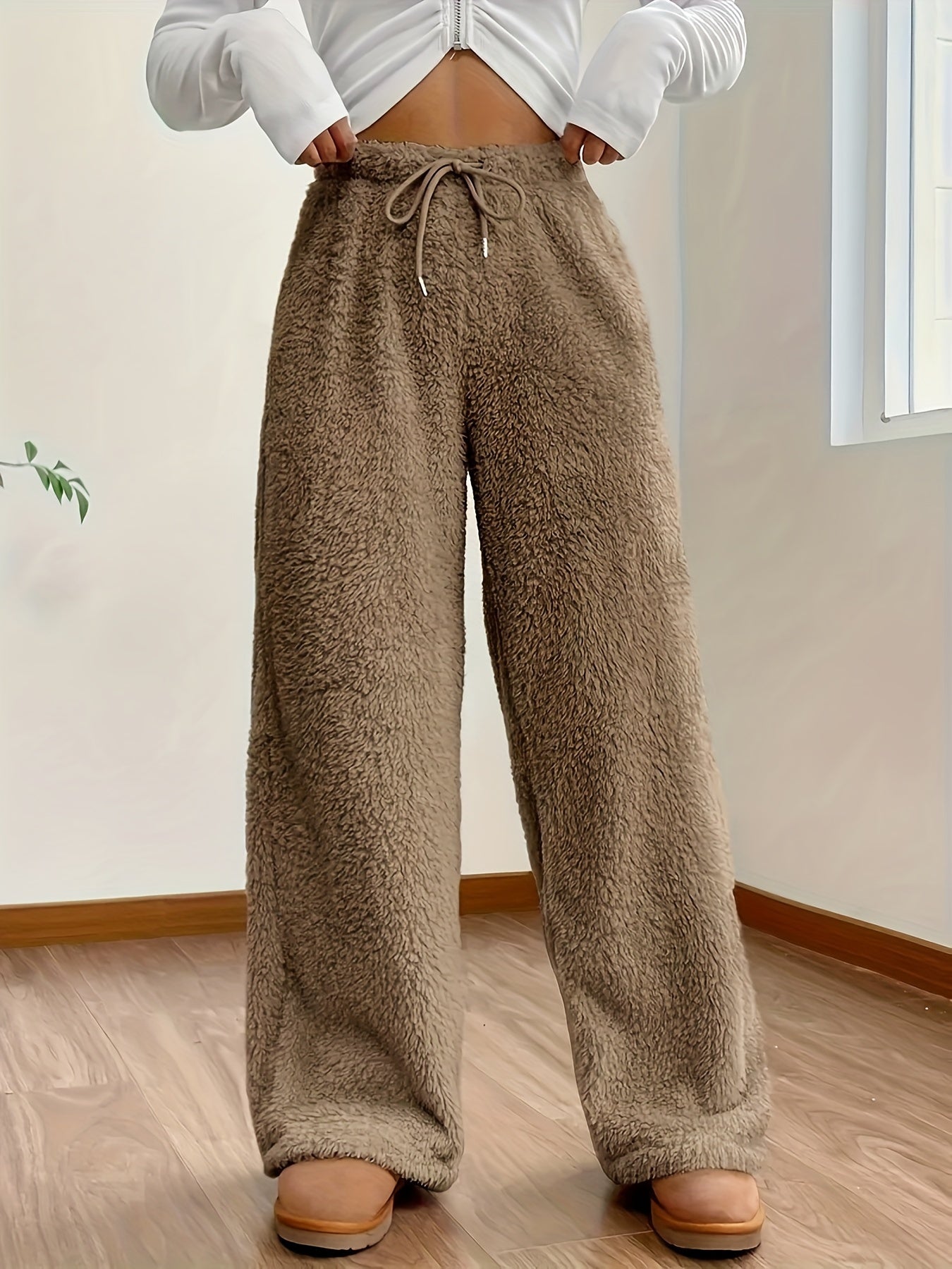 Fleece wijde broek - gezellige dames loungewear onderstukken - Bakkermode.nl