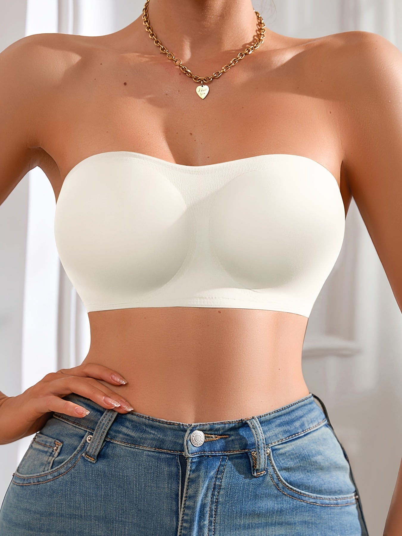 Damen strapless bandeau top met verstelbare zijknoop - veelzijdige everyday wear voor elke gelegenheid