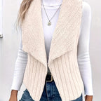 Dames gilet van zacht pluche voor dagelijks laagjes-styling - stijlvolle beige vest voor casual outfits