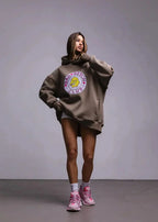 Oversized hoodie met eendenprint - casual dames sweater - Bakkermode.nl