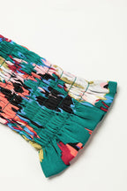 Abstract patroon jurk - elegante groene mini jurk voor vrouwen