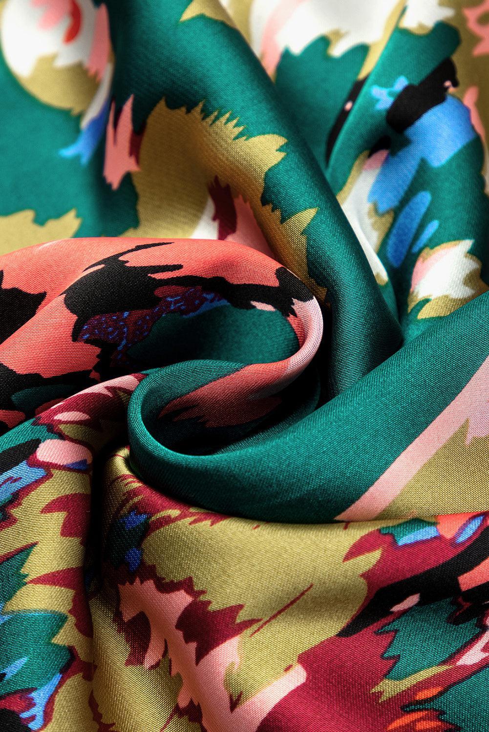 Abstract patroon jurk - elegante groene mini jurk voor vrouwen