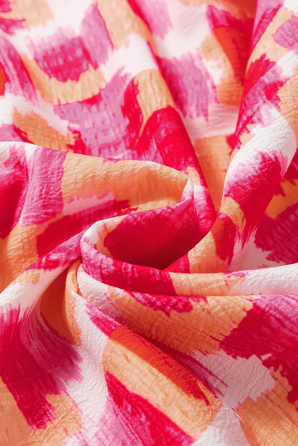 Mouwloze mini jurk - abstracte roze print damesjurk