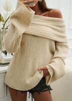 Oversized off-shoulder trui - comfortabele dames gebreide kleding - Bakkermode.nl