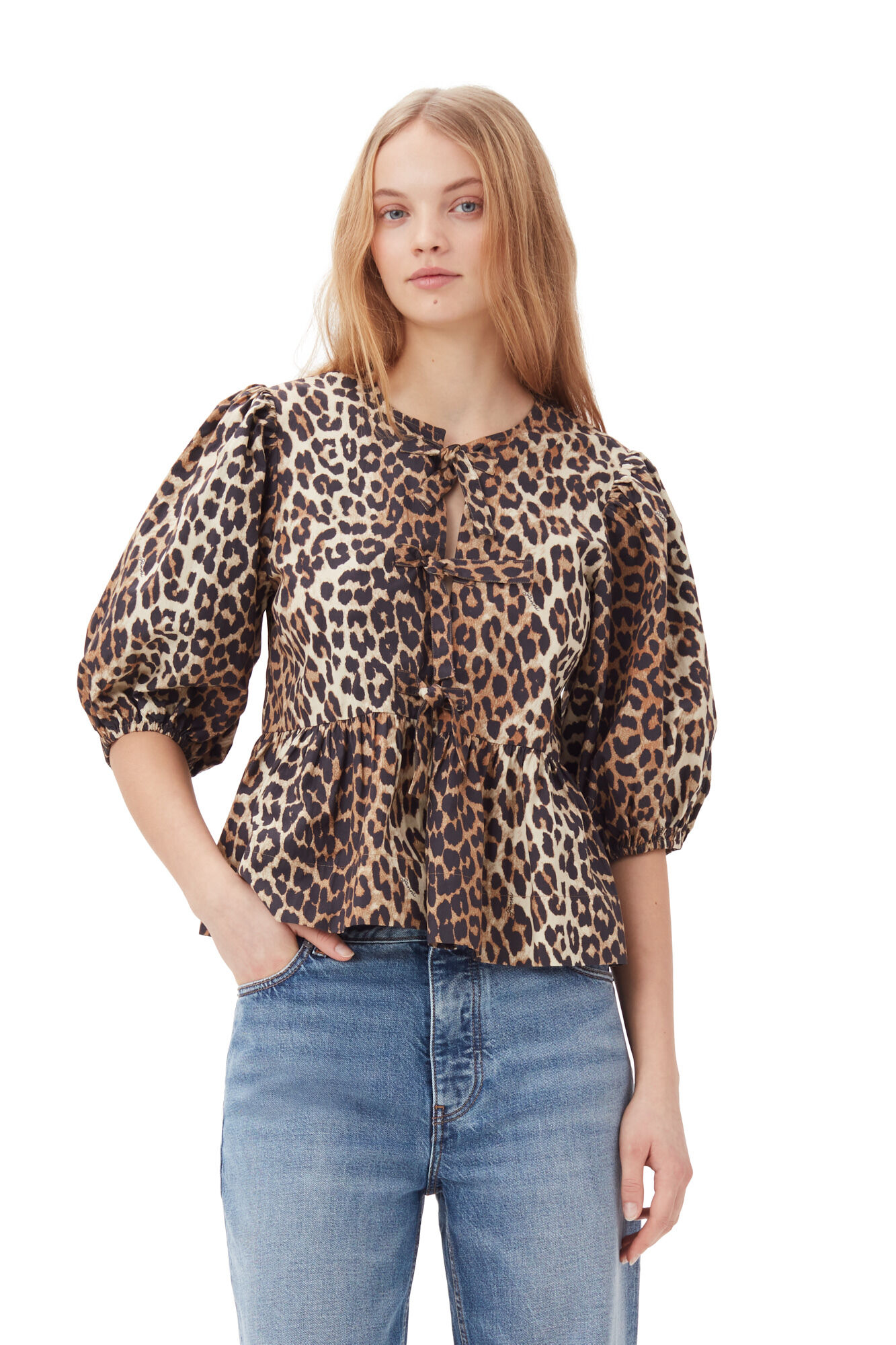 Leopardprint blouse - trendy dames top met pofmouwen