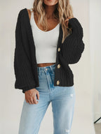 Gebreide cardigan - vrouwelijke chunky knit button-up sweater