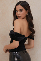 Velvet corset top - chique off-shoulder damesblouse