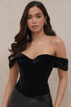Velvet corset top - chique off-shoulder damesblouse