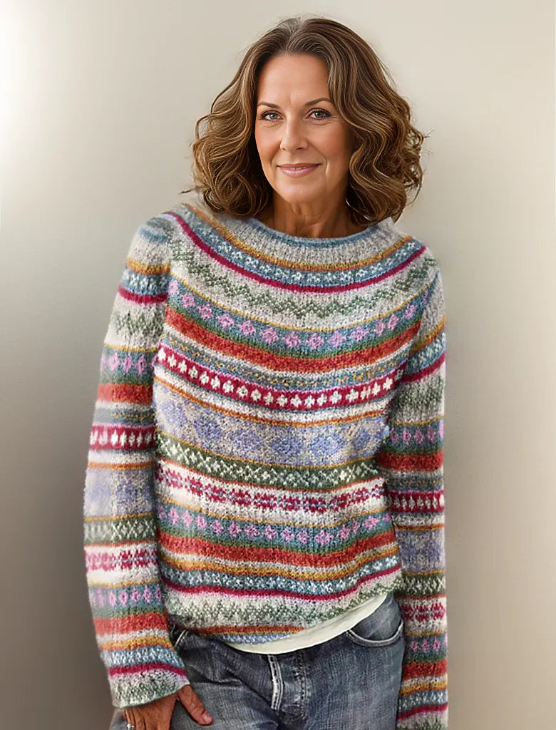 Veelkleurige Noorse trui - warme Scandinavische dames pullover - Bakkermode.nl