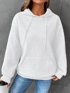 Knusse wafelgebreide hoodie dames - casual oversized trui - Bakkermode.nl