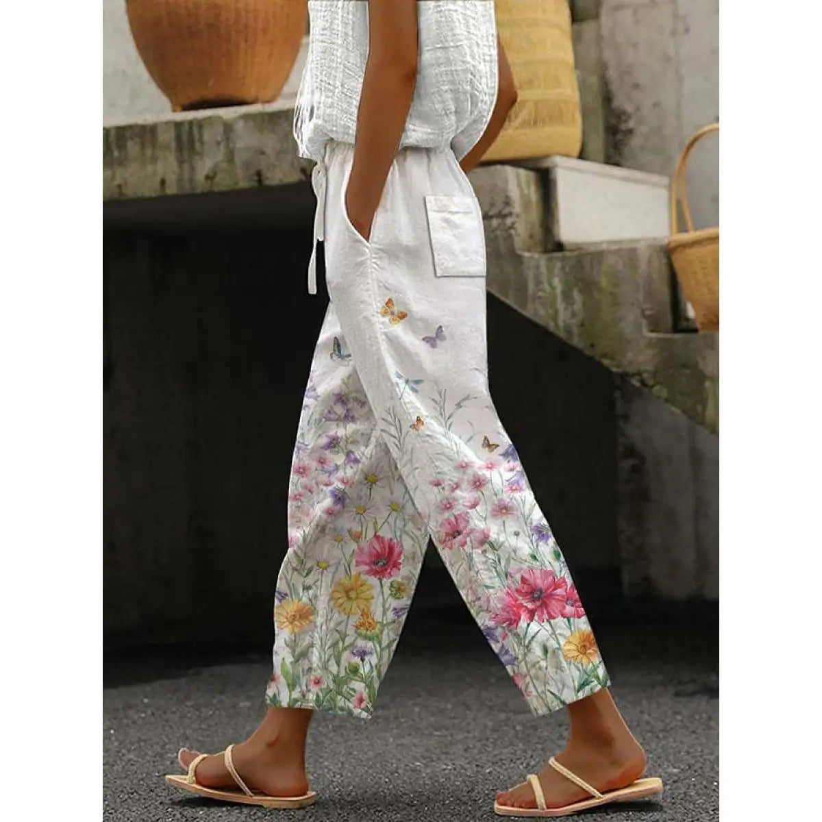 Dames casual broeken met unieke bloemprint - luchtige loungewear voor dagelijks gebruik