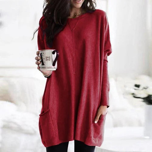 Lange tuniek met zakken - comfortabele dames oversized top - Bakkermode.nl