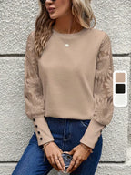 Dames top met kanten mouwen - verfijnde lange mouwen top