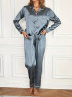 2-delige satijnen pyjama set - elegante dames nachtmode