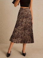 Geplooide luipaardprint rok - stijlvolle gemengde kleur vrouwenrok