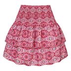 Dames rimpel minirok - bohemian print met gathered tailleband