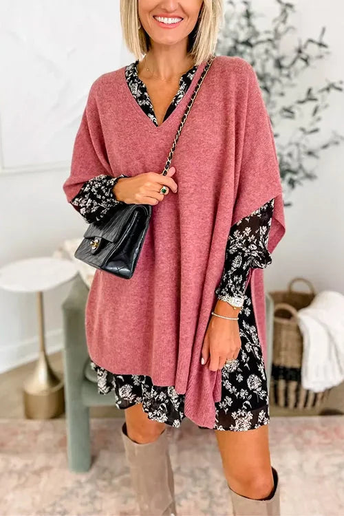 Poncho top - trendy losse v-hals trui voor dames