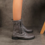 Dames vintage veterlaarzen - stijlvolle leren wandelschoenen