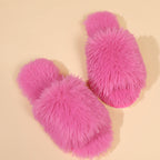 Fluffy pantoffels - dames huis slippers met open teen en faux fur - Bakkermode.nl