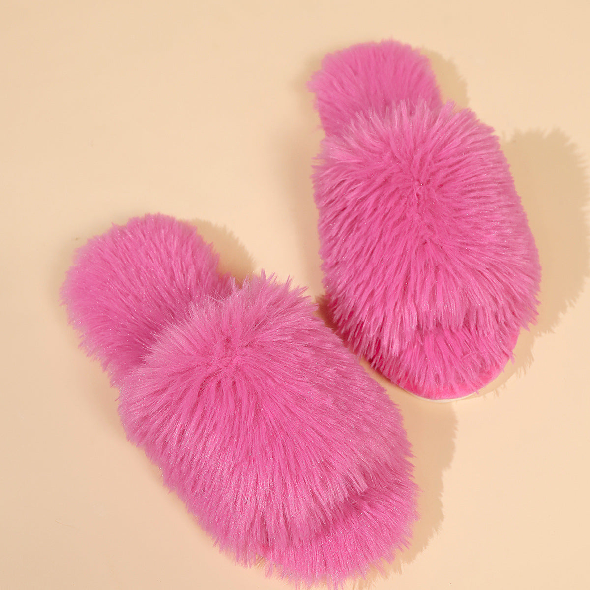 Fluffy pantoffels - dames huis slippers met open teen en faux fur - Bakkermode.nl
