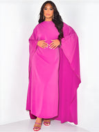 Maxi jurk - verfijnde lange mouwen damesjurk met vloeiende cape