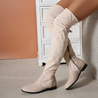 Boven-de-knie laarzen - trendy dames schoenen met suede effect